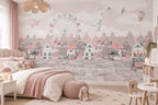Pastel City, Ferris Wheel & Balloons wallpaper in a styled room, view 2