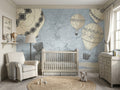 Vintage Map & Hot Air Balloons wallpaper in a styled room, view 1