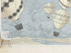 Vintage Map & Hot Air Balloons wallpaper in a styled room, view 3