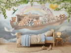 Noah's Ark & Rainbow Animals wallpaper in a styled room, view 1