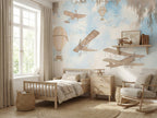 Vintage Airplanes & Hot Air Balloons wallpaper in a styled room, view 2