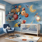 Planet Balloons & Astronaut wallpaper in a styled room, view 1