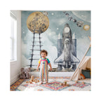 Stairway to the Moon & Space Shuttle wallpaper in a styled room, view 3