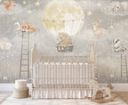 Moon Balloon & Woodland Friends wallpaper in a styled room, view 2