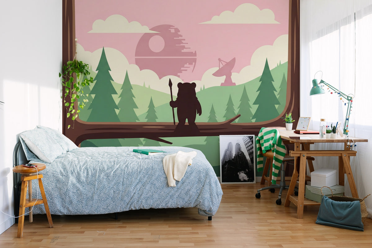 Enchanted Forest Space Adventure wallpaper in a styled room, view 3
