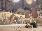 Moonlit Forest & Floating Lanterns wallpaper in a styled room, view 3