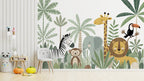 Happy Safari, Giraffe, Elephant & Lion wallpaper in a styled room, view 3