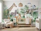 Tropical Leaves & Safari Friends wallpaper in a styled room, view 3