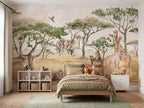 Acacia Trees & Safari Landscape wallpaper in a styled room, view 2