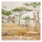 Acacia Trees & Safari Landscape wallpaper in a styled room, view 3