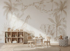 Soft Beige Palms & Safari Animals wallpaper in a styled room, view 3