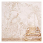 Blush Beige Safari & Tropical Leaves wallpaper in a styled room, view 3