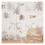 Pastel Safari & Vintage Airplanes wallpaper in a styled room, view 3