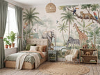 Watercolor Jungle Safari & Leopard wallpaper in a styled room, view 2