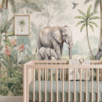 Watercolor Jungle Safari & Leopard wallpaper in a styled room, view 3