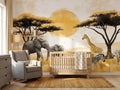 Golden Sunset Safari wallpaper in a styled room, view 1