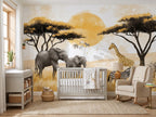 Golden Sunset Safari wallpaper in a styled room, view 2