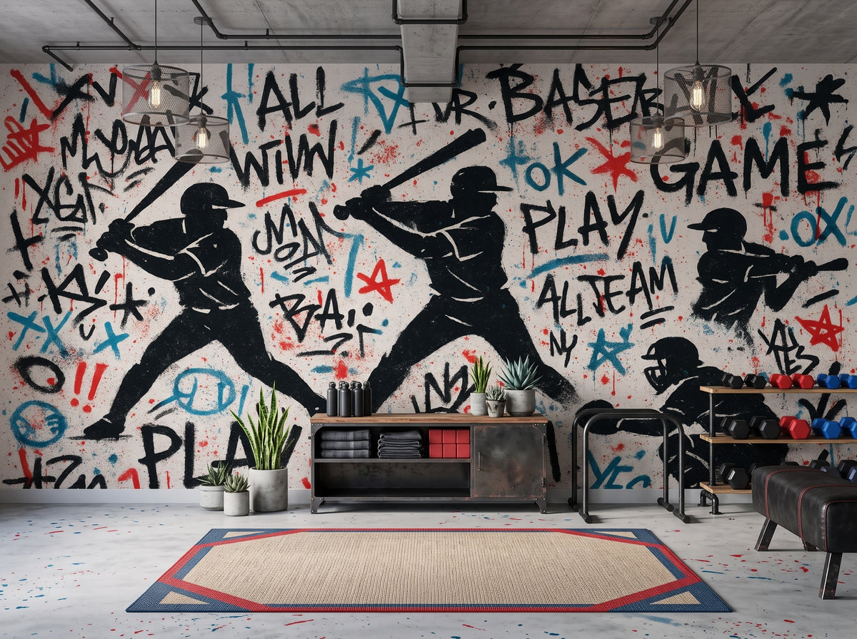 Graffiti Sports & Basketball wallpaper in a styled room, view 3